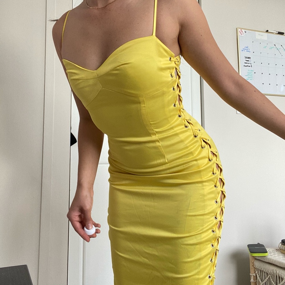 Revolve x NBD Yellow Midi Dress, S